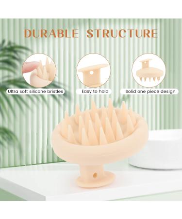 Silicone Scalp Massager Shampoo Brush for Wet & Dry Hair Care | Exfoliating Shower Brush for Dandruff Removal & Hair Growth - Beige - Buy Online on GoSupps.com