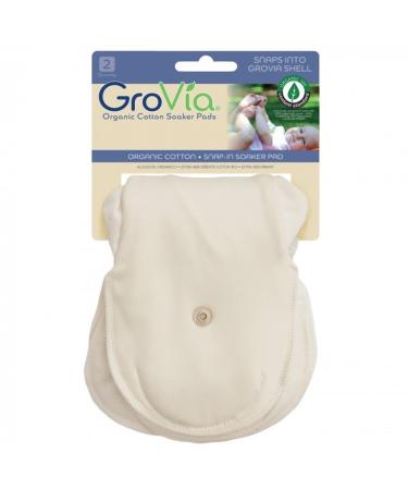 GroVia 100% Certified Organic Cotton Reusable Soaker Pad for Baby Cloth Diapering Hybrid Diaper Shell (2 Count) Organic Cotton Soaker Pad