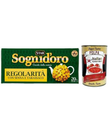 Italian Gourmet E.R. Star Golden Dreams Tisana Regularly Tisane with buttermilk and dandelion pack of 20 filters + Italian Gourmet Tomato Pulp Box of 400 g