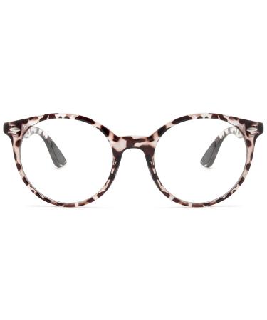 Livho Blue Light Blocking Glasses for Women Men, Round Fake Gaming Eyeglasses for Computer Eyestrain & Headache Leopard