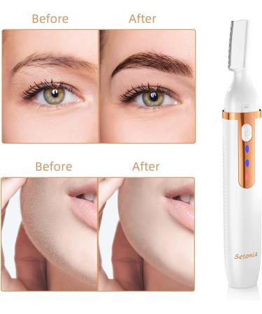 Rechargeable Facial Hair Remover & Eyebrow Trimmer for Women - Electric Shaver Razor for Peach Fuzz, Chin, Cheek, Upper Lip - White - Buy Online on GoSupps.com