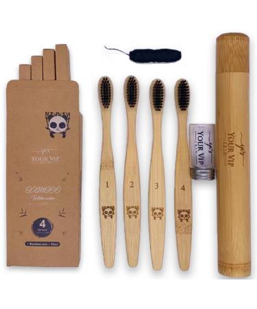 Your VIP Skin - 4x bamboo toothbrush - toothbrush bamboo - toothbrush wood - bamboo toothbrush soft - soft toothbrush - bamboo toothbrushes - bamboo toothbrush soft