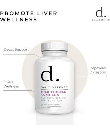 Daily Defense Pure Milk Thistle Herbal Supplements - 450mg Milk Thistle Extract for Liver Detox & Liver Support Supplement - Vegan Dietary Supplements for Women & Men 60 Tablets - Buy Online on GoSupps.com
