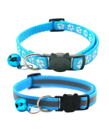 Hepplly 2-Pack Cat Collars Quick Release Reflective Kitten Collar with Bell (Light Blue) - Buy Online on GoSupps.com