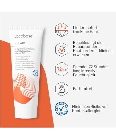Karo Healthcare Locobase Repair Cream 72 hour moisturizing cream for very dry and cracked skin body and facial care regenerates the skin barrier perfumefree dermatologically tested 100 g 100 g 1er Pack - Buy Online on GoSupps.com