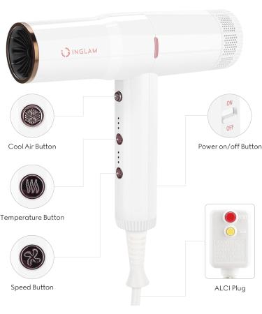 IG INGLAM Professional Hair Dryer - 110 000 RPM High Speed Ionic Technology Low Noise Lightweight | Ideal for Travel & Home Salon - Buy Online on GoSupps.com