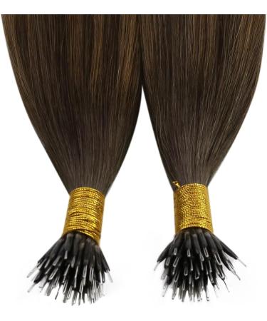 Ugeat Nano Tip Hair Extensions Real Human Hair Nano Beads Hair Extensions Ombre Dark Brown Mix Golden Blonde Nano Ring Hair Extensions Human Hair 18 inch #4/10/16 50Grams Tip-45cm 3.Nano#4/10/16 - Buy Online on GoSupps.com