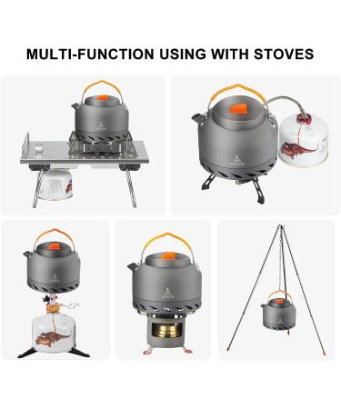 Alocs 1.3L Camping Kettle with Heat Exchanger - Portable Aluminum Tea Kettle for Outdoor Hiking and Picnic - Buy Online on GoSupps.com