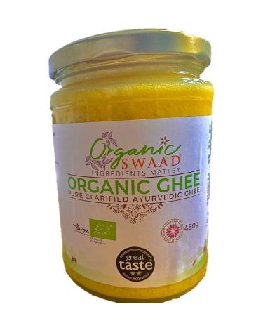 450g Great Taste 2020 Winner - Organic Certified - Grass Fed Cows English Ayurvedic Clarified Ghee by Organic Swaad