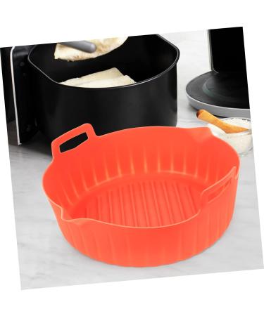 GRIRIW Air Fryer Pan Silicone Baking Pan Square Handle Design Silicone Liner Non Stick to Rotate Fried Fish Red 23X20X8CM - Buy Online on GoSupps.com