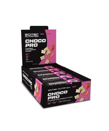 Scitec Nutrition Choco Pro Flavored Coated Protein bar with Sweetener no Added Sugar glutenfree Palm Oil Free 20 * 50 g Strawberry-White Chocolate