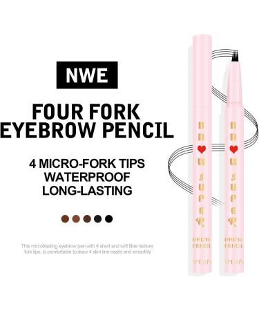 Anglicolor Eyebrow Pencil Liquid Eyebrow Pen with Micro-Fork Tip Long Lasting and Waterproof Microblading Eyebrow Pen Smudgeproof Brow Pen for Easy Natural Eyebrow Creation (05 Black) - Buy Online on GoSupps.com