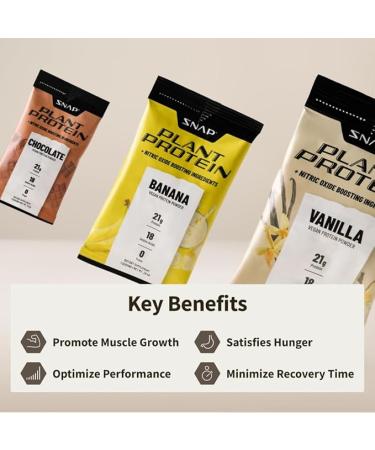 Snap Supplements 100% Plant Based Protein Powder Stick Packs with Nitric Oxide Booster (10 Pack Variety Pack) - Buy Online on GoSupps.com