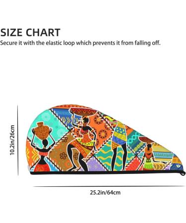 Dancing African Women's Microfiber Hair Towel - Super Absorbent Coral Velvet Wrap for Long Curly & Thick Hair | Quick Dry Hair Cap - Buy Online on GoSupps.com