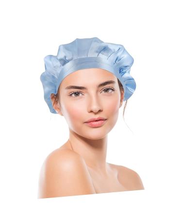 Silk Adjustable Hair Tie Bonnet for Sleeping - Blue | Healeved 1pc Soft Silk Hair Wrap Shower Cap for Night Sleep Care - Buy Online on GoSupps.com