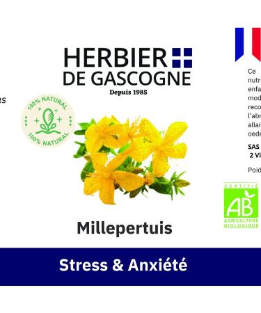 Millepertuis Bio | 200 g lules | Stress & anxi t | 250 mg dosage 100% naturel sans additif et non comprim | L'HERBIER DE GASCOGNE | Herboriste depuis 1985 - Buy Online on GoSupps.com