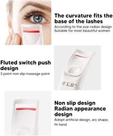 Silicone Heated Eyelash Curler Tool Rechargeable Eyelash Curler Portable Quickly Preheats Arc-Shaped Thermostatic Curling for Home and Women (DOACTz5x7eo9b4c-11) - Buy Online on GoSupps.com