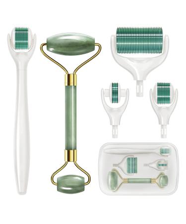 Derma Roller Microneedle Micro Dermaroller: Needle Facial Microneedling Needling Needler Microderm Skin Dermarolling Face Body Hair Growth Scalp Kit Microneedler Microroller Green