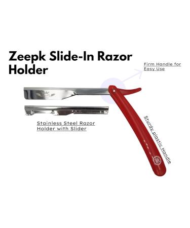 Buy Barber Straight Razor & 10 Blades - Stainless Steel Beard Shaver with Red Holder for Precision Shaving | International Shipping Available - Buy Online on GoSupps.com