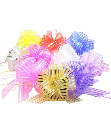 FRCOLOR 10pcs Golden Wedding Pull Flower Bows - Large Hand-Painted Gauze Decor for Weddings & Christmas - Perfect Gift Garland Decoration 74x5cm - Buy Online on GoSupps.com