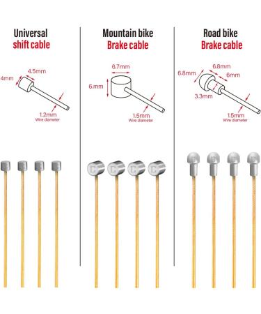 Chooee Bicycle PRO Shift Cable - Ultra Slick Derailleur Cable for Shimano/SRAM Shifter - Gold - 2x2500mm - Buy Online on GoSupps.com