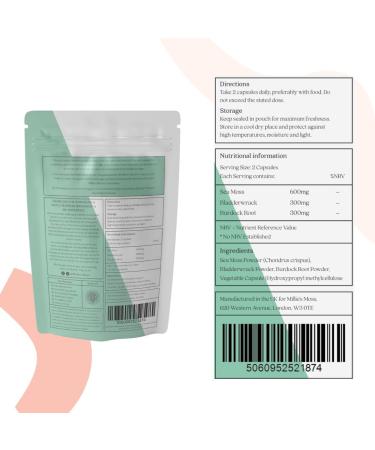 Caribbean Sea Moss Capsules with Bladderwrack & Burdock - 60 Capsules, 1200mg - Non-GMO, Vegan Formula - Buy Online on GoSupps.com