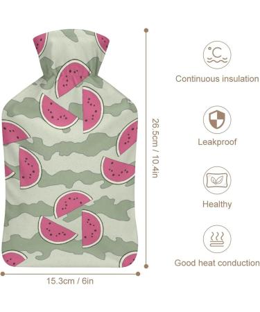 Watermelon Hot Water Bottle with Plush Cover - Hand Warmer for Adults & Kids | 26.5x15.3cm | International Shipping - Buy Online on GoSupps.com