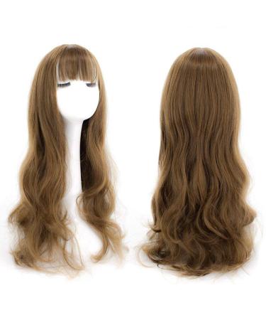 Shop Realistic Long Curly Wig with Bangs - Dark Brown Big Wave Hairstyle for Women | International Shipping Available - Buy Online on GoSupps.com