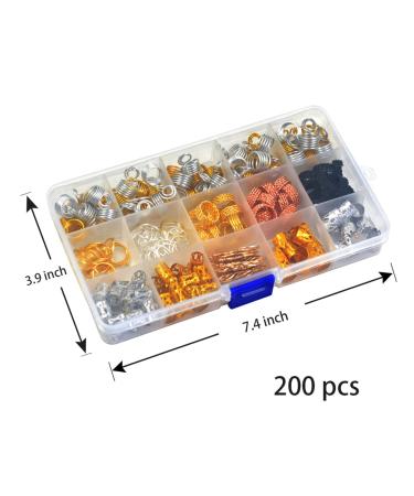Dreadlocks Jewelry Kit - 200 Metal Hair Cuffs, Rings & Pendants for Braids | Hair Clip Decor - Buy Online on GoSupps.com