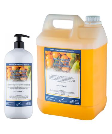 Claudius Showergel Green Tea & Mandarin 5 liter + 1 liter met pomp wit