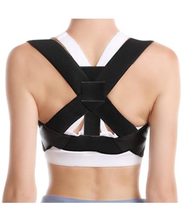 Focuswell Posture Corrector for Women Back Brace Adjustable Stand  Shoulder Neck Back Pain Relief Back Support (Black  L-XL) Black S-M