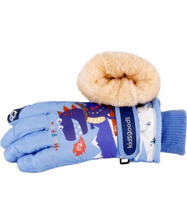 Kids Ski Gloves Mittens Waterproof | Winter Warm Snow Gloves for Boys Girls 2-10 Years | Thermal Fleece | Pink Purple Blue Cartoon | Light Blue-1 - Buy Online on GoSupps.com