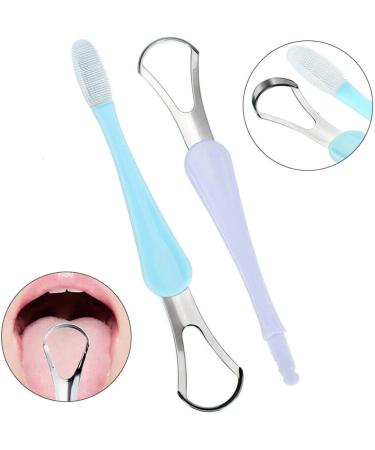 Buy Tongue Scraper & Brush Set for Kids & Adults - Travel Case Included | Oral Care Hygiene Essentials (2pcs Blue & Purple - Buy Online on GoSupps.com