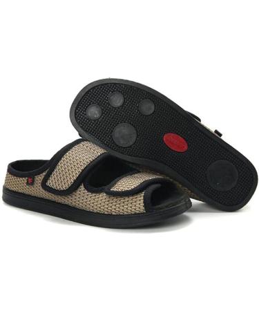 Adjustable Diabetic Slippers for Men - Extra Wide, Comfortable & Breathable with Anti-Slip Sole - Khaki EU47/285mm - Buy Online on GoSupps.com