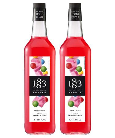 Maison Routin 1883 Bubble Gum Flavour Syrup 1L Glass Bottle 2 Pack 1 l (Pack of 2)