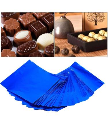 Tbest 100pcs/lot Stearic Acid Foil Candy Packaging Square Candy Chocolate Lollipop Aluminum Foil Wrappers Candy Foil Wrappers Candy Wraps 3x3 Inch Multicolor (Blue)