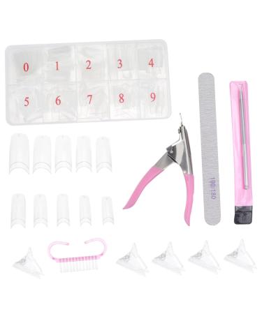 minkissy 2 Boxes Nail Art Box Nail Kits Fingernail File Clear Stiletto Nails Nail File Buffer Artificial False Nails Manicure Kit Manicure Accessories Fake Nail Stickers Plastic Boxed