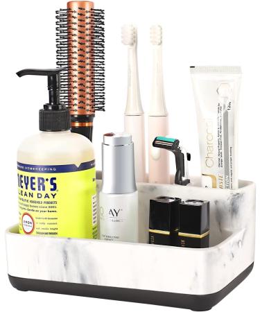ZCCZ Marble Look Toothbrush Holder - Electric Toothpaste & Makeup Brush Stand - Bathroom Organizer with Removable Tablet - Buy Online on GoSupps.com