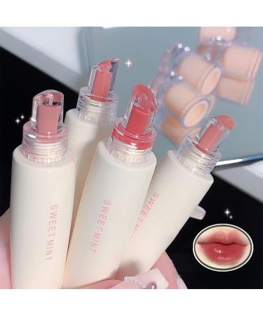 4Pcs Gloss l vres en gel e hydratante Set de gla age l vres imperm able et anti-adh rent Baume l vres teint hydratant Rouges l vres liquides repulpants avec miroir clairant Lip Gloss 4 1 g (Lot de 4)