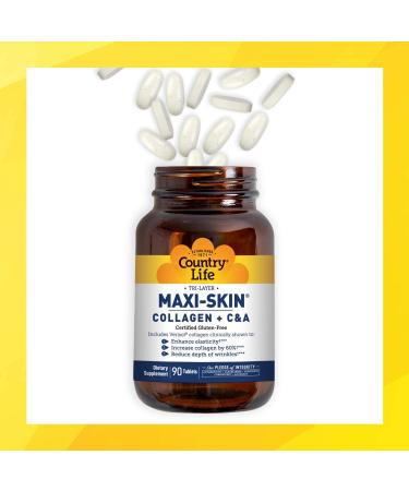 Country Life Tri Layer Maxi-Skin Collagen + C&A - 90 Tablets for Youthful Skin - Buy Online on GoSupps.com