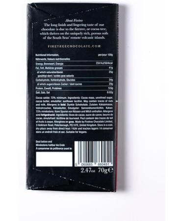 Firetree 72% Cacao Chocolate Bar 65g Single-Estate from Vanuatu Malekula Island - Buy Online on GoSupps.com
