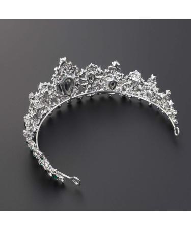 Lurrose Baroque Crystal Tiara - Vintage Rhinestone Wedding Crown Headpiece for Brides | Red Silver Green Hair Accessories - Buy Online on GoSupps.com