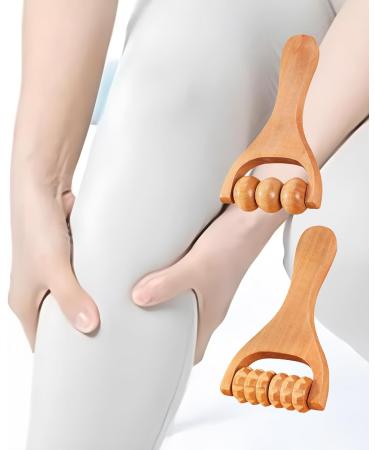 2-Piece Wooden Massage Roller Set | Trigger Point Roller for Body & Facial Massage | Anti-Cellulite Tool for Gua Sha & Scraping - Buy Online on GoSupps.com