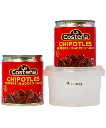 (2 Pack) La Costena Chipotle Peppers In Adobo Sauce 199g - Chipotle en Adobo with UpLabel Creations 180ml Deli Pot