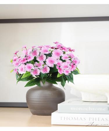 FERIAL Artificial Impatiens Bouquet Faux Impatiens Bushes Pink for Patio Lawn Garden Wedding Photo Outdoors Pot Hanging Basket Porch Decoration Purplepink - Buy Online on GoSupps.com