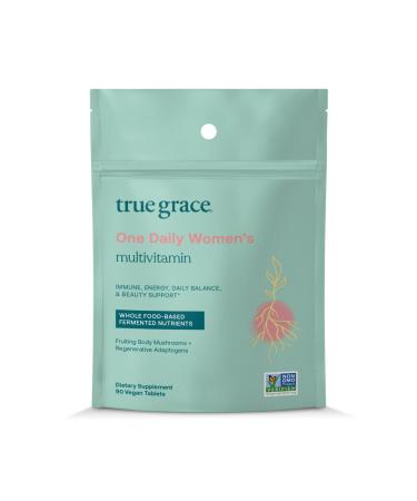 True Grace One Daily Women s Multivitamin Fermented Minerals Organic Adaptogens & Mushrooms Whole Body Balance Immune Energy Beauty Support - Non-GMO Gluten Free Soy Free - 90 Vegetarian Tablets