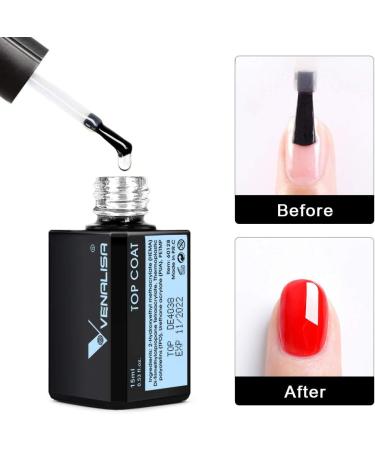 VENALISA 15ml No Wipe Top Coat Gel Nail Polish - Scratch Resistant High Gloss Finish for Long Lasting DIY Nail Art - Soak Off, Strong & Tempered - Home Beauty Gifts - Buy Online on GoSupps.com