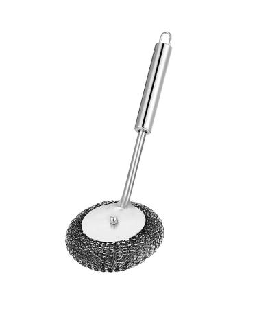 Kitchen Stainless Steel Long-Handled Washing Pot scrubbing dishwashing Brush Household Large Steel Wool Ball Brush Pot Artifact Stainlesssteellong-handledpotbrush
