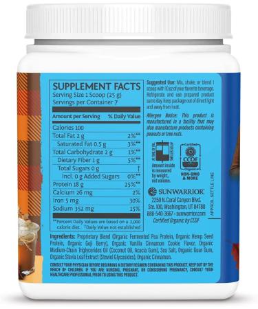Sunwarrior Pumpkin Spice Vegan Protein Powder with BCAA | Raw Keto Shake, Gluten Free, Non-GMO, Dairy Free, Soy and Sugar Free, Low Carb Plant Based Protein Powder | 7 Servings - Buy Online on GoSupps.com