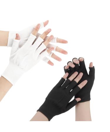 2 pairs UV gloves for nail shells protection fingerless gloves UPF50+ UV shield gloves Nails for manicure dryer cycling car ride